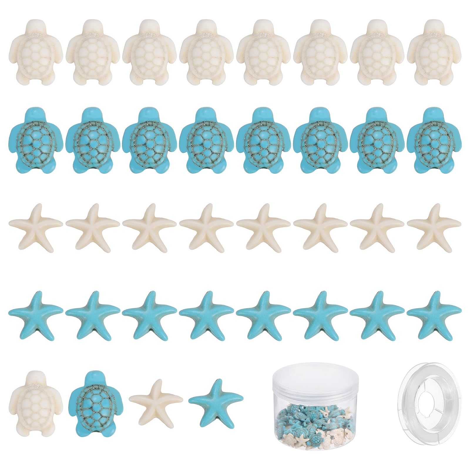 Perles turquoises d'été animal marin avec trou 1mm pour loisirs créatifs et bijoux fait main