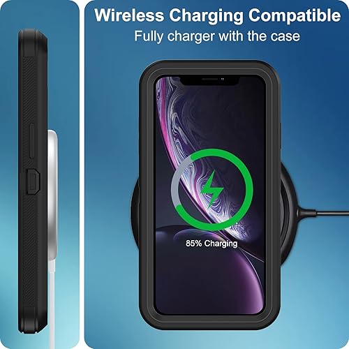 Miniatura 6 de Funda para iPhone XR, con protector de pantalla integrado, protección resistente contra caídas, cuerpo completo, a prueba de golpes, a prueba de