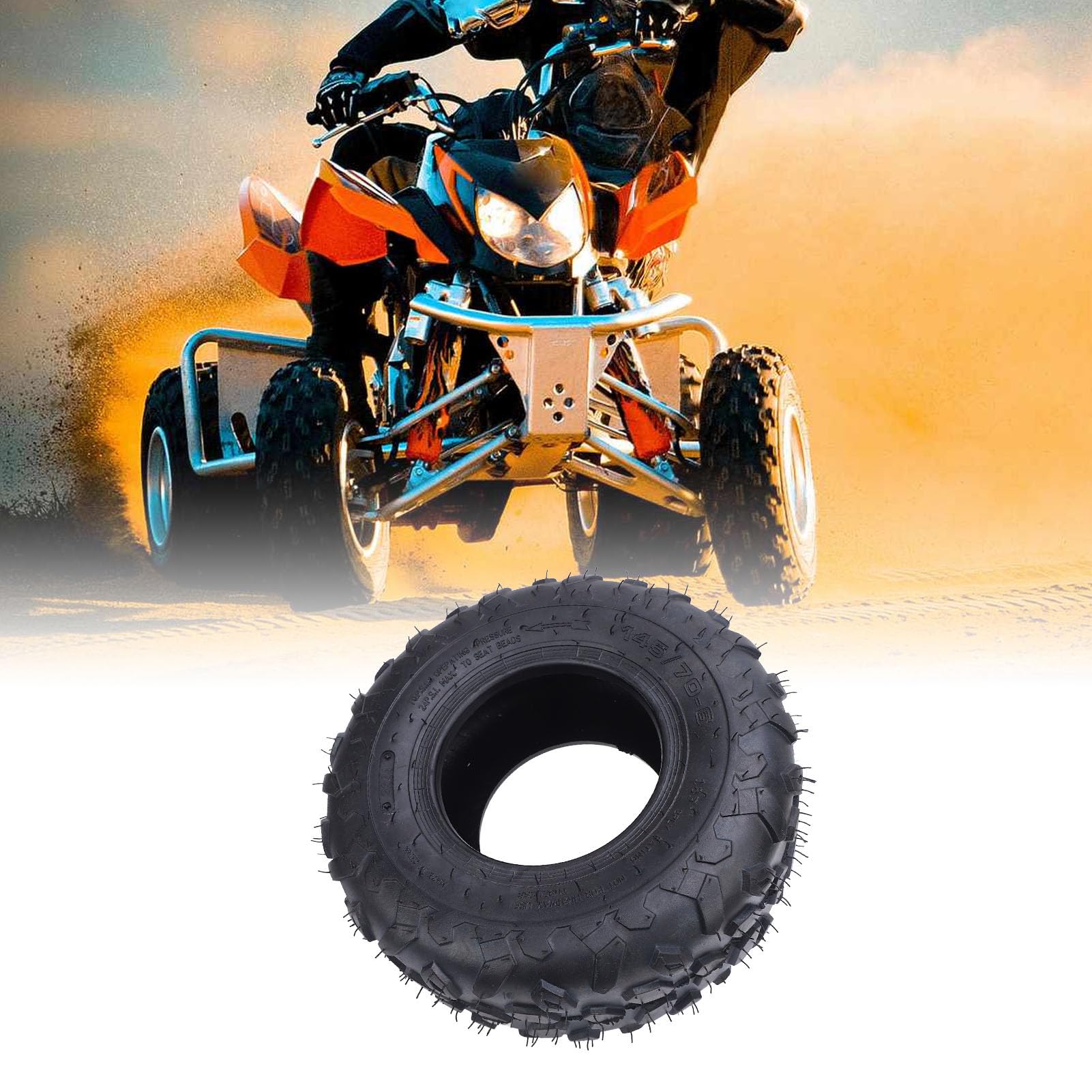 Luocute Opony Bezdętkowe 145x70-6, Terenowe Opony do Wózków Gokartowych ATV UTV o Zwiększonej Przyczepności i Odporności na Przebicie, do Obręczy 6 Cali Przód tył Uniwersalne Dopasowanie