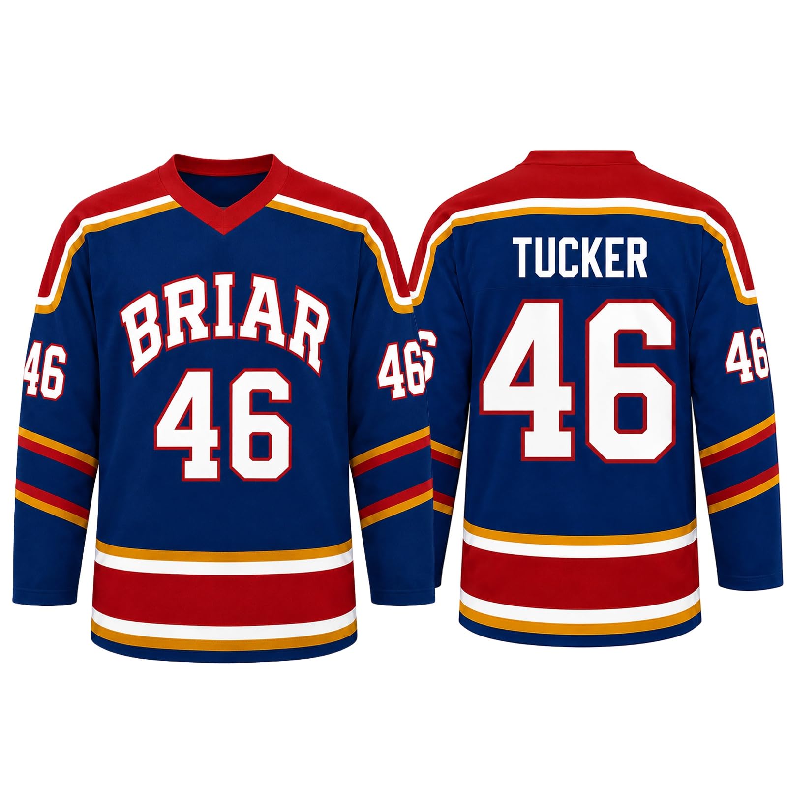 Off Campus Merch Off Campus Hockey Jersey Graham 44 & Logan 22 & Tucker 46 & Di Laurentis 66 Briar U Jersey Shirts Unisex Long Sleeve Briar Hockey Shirts for Fans 02-Dark Blue XXL