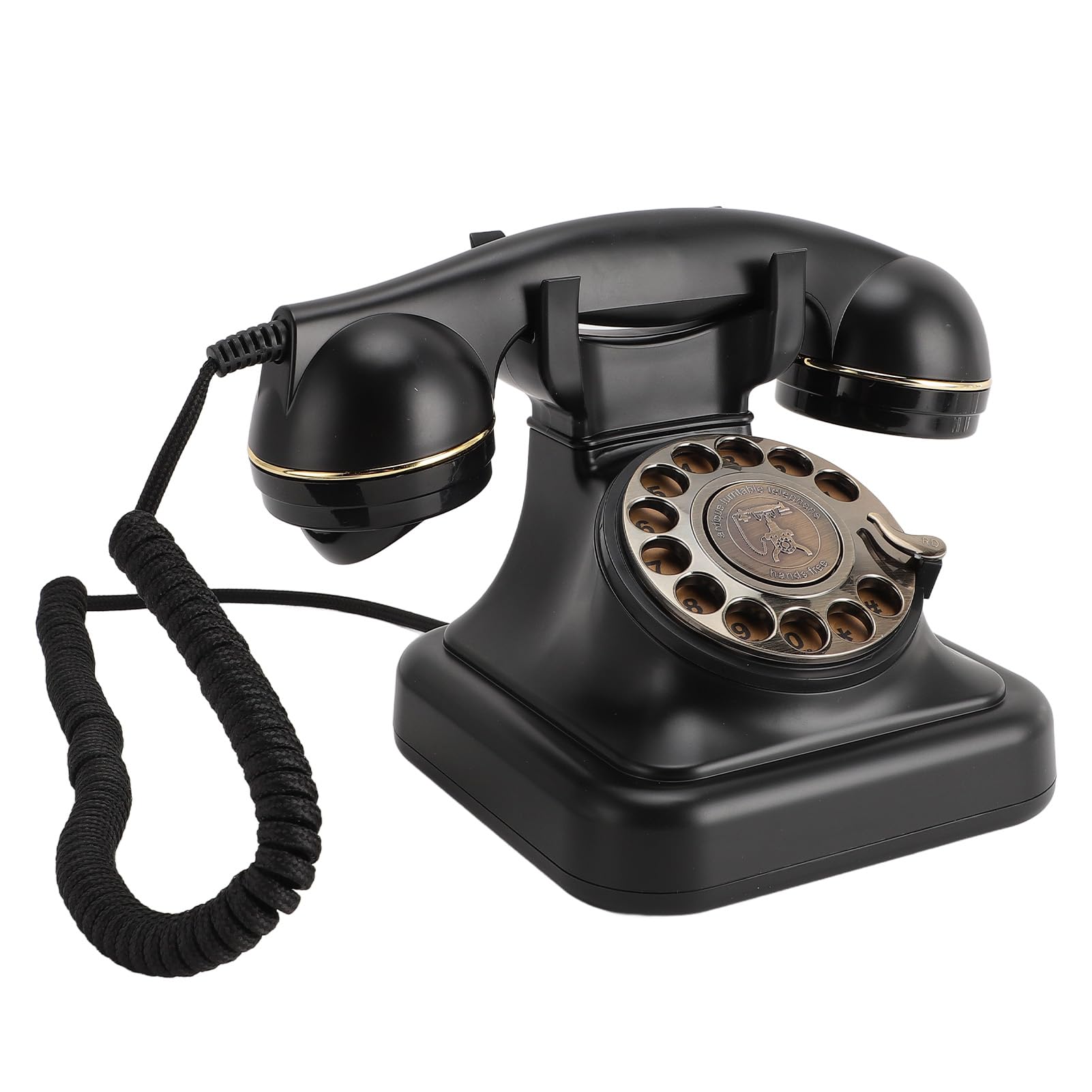 ASHATA Klasyczny Telefon Stacjonarny z obrotową tarczą. Elegancki Design dla Entuzjastów vintage. ABS