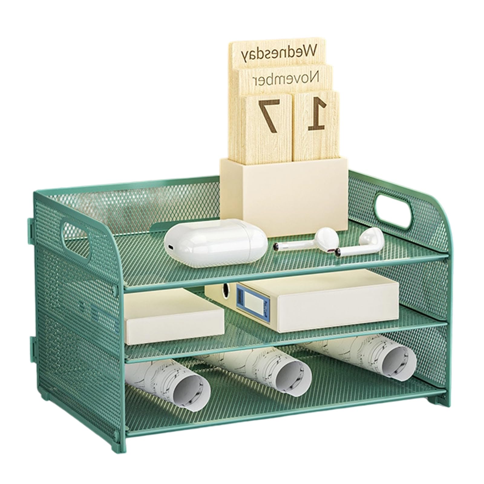 Kalttoy 3 Tiers Desk Organiser Letter Tray File Holders Filing Trays Paper Organiser Desk Accessories Notebooks Sorter Rack