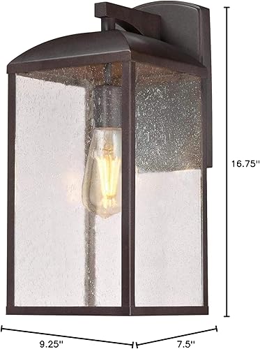 Miniatura 5 de Westinghouse Lighting 6374200 Piazza - Farol de pared para exteriores, acabado de bronce victoriano con luz de porche de vidrio sembrado