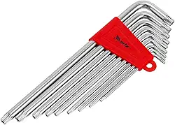 MTX Jogo De Chaves Torx Extra Longas 7 Peças – Aço Cromo-Vanádio, Acabamento Lapidado, Alcance Profundo, Estojo Plástico, Para Automotivo, Móveis E Bicicletas