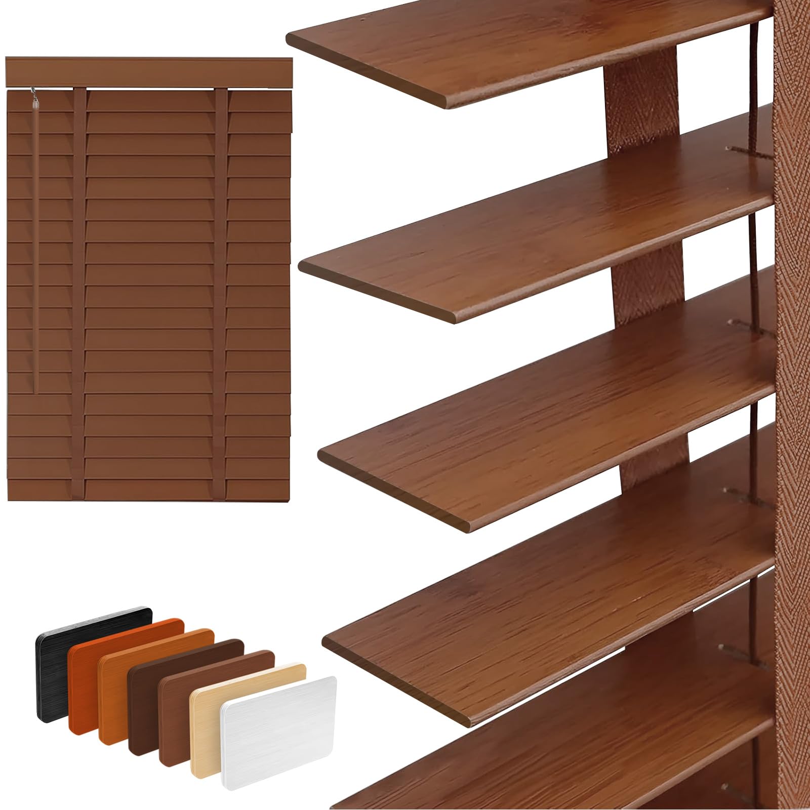 YuUniqex 2 inch Slats Wood Blinds for Indoor Windows