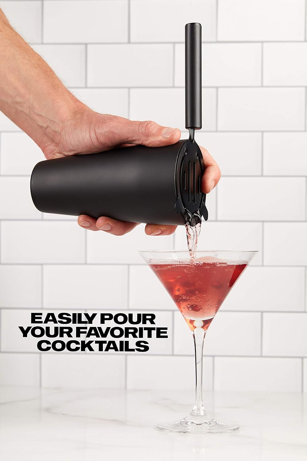 9-Piece Cocktail Shaker Bartender Kit with Stand, Boston Shaker, Mixing Spoon, Muddler, Measuring Jigger, Mesh and Regular Strainer, Liquor Pourers and More Professional Bar Tools - Image 6