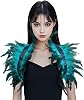 Gothic Natural Feather Shrug Feather Shawl Wrap Cape Victorian Collar for Halloween Cosplay Party Costume Accessories