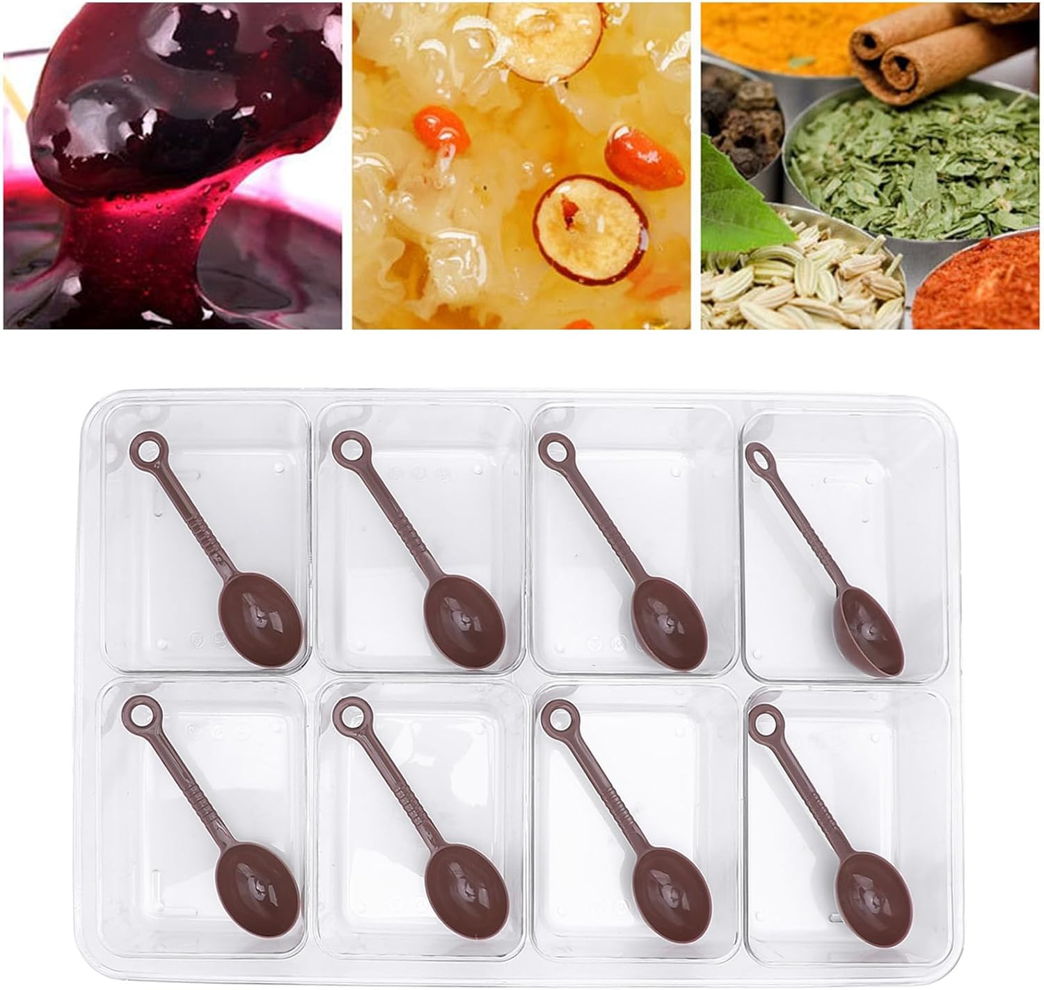 Condiment Box, 8 Grid Chilled Condiment Server with Removable Trays and Non Slip Bottom, for Bar Accessories Fruits Salad Party Garnish (Plastic)