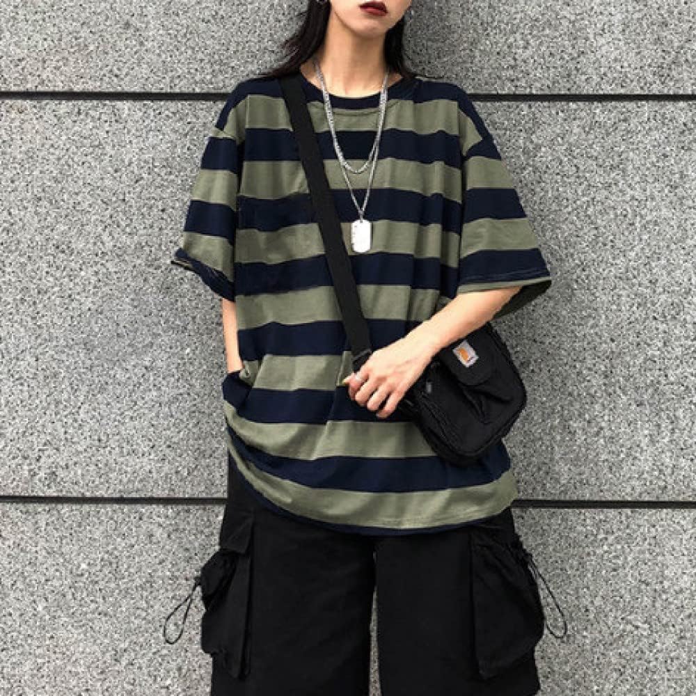 Harajuku Oversized Striped T-Shirt Long Sleeve Crew Neck Casual Matching Couple Streetwear Pullover image 5