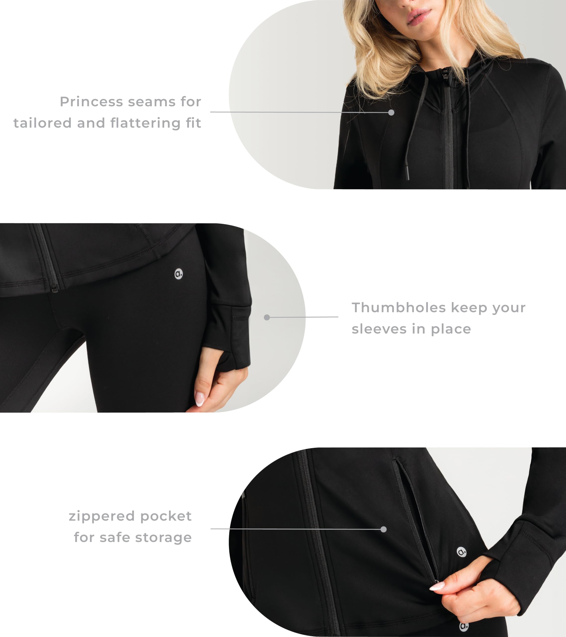 Slim Fit Casual Full-Zip Hoodie Zip-up Hoodie Mujer (Pack de 1)
