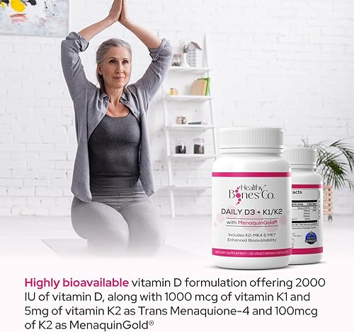 Miniatura 7 de Premium D3 K2  Vitamina D3 K2 de espectro completo, 2000 UI D3 + MK7 + MK4 + K1, suplementos diarios D3 K2 y K1  Vitamina D apoya la absorción de