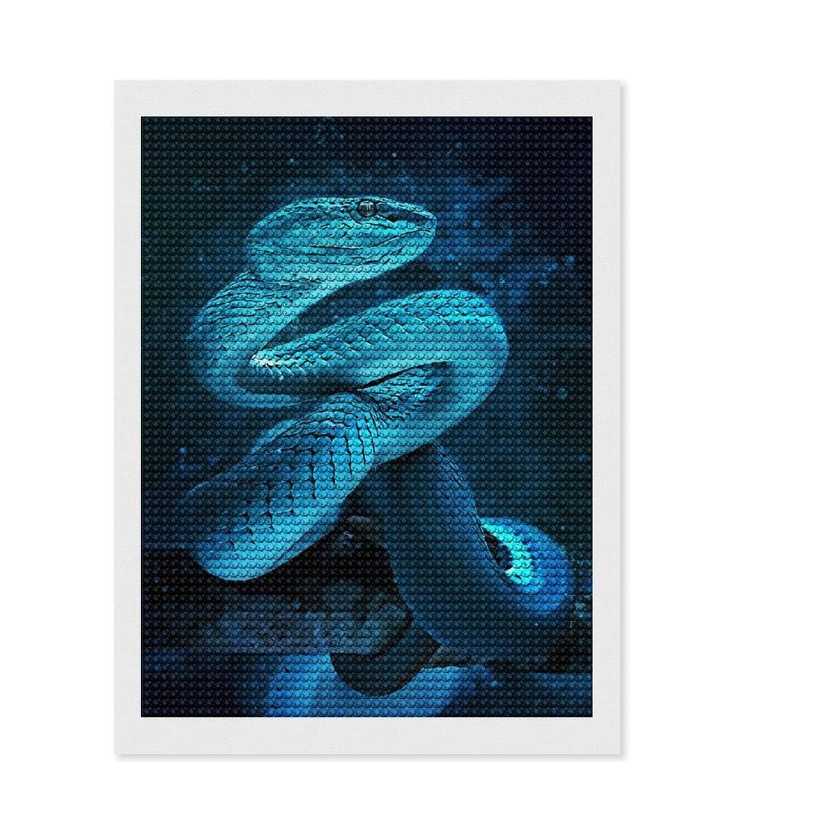 Junmoney Blue Snake Splash Diamond Art Kit 12"x16", for Teens, Enjoyable At-Home Hobby, Modern Decor, Birthday Gift, Easy to Enjoy