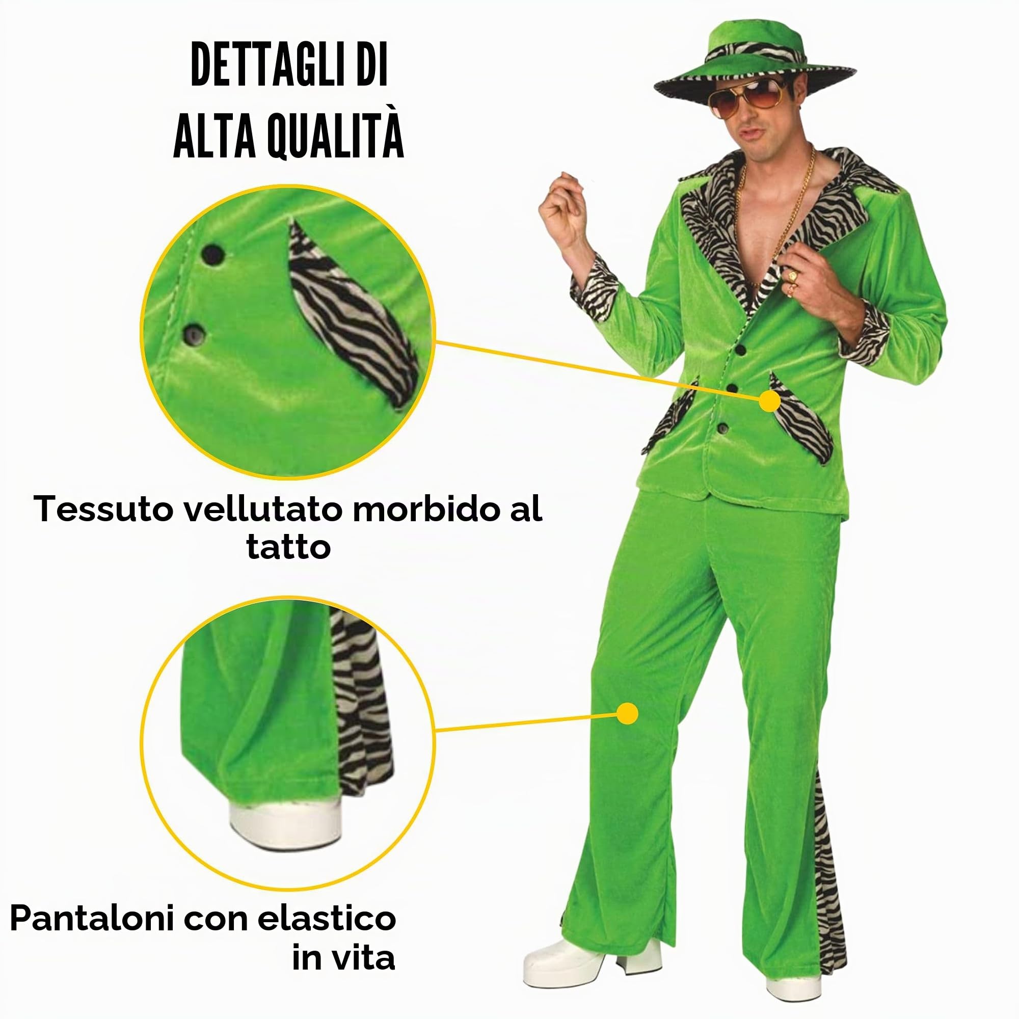 Morph Costumes Costume Pappone Verde, Vestiti Anni 70 Uomo, Costume Anni 70 Uomo, Vestito Anni 70 Uomo, Vestito Carnevale Uomo Anni 70, Vestito Carnevale Uomo
