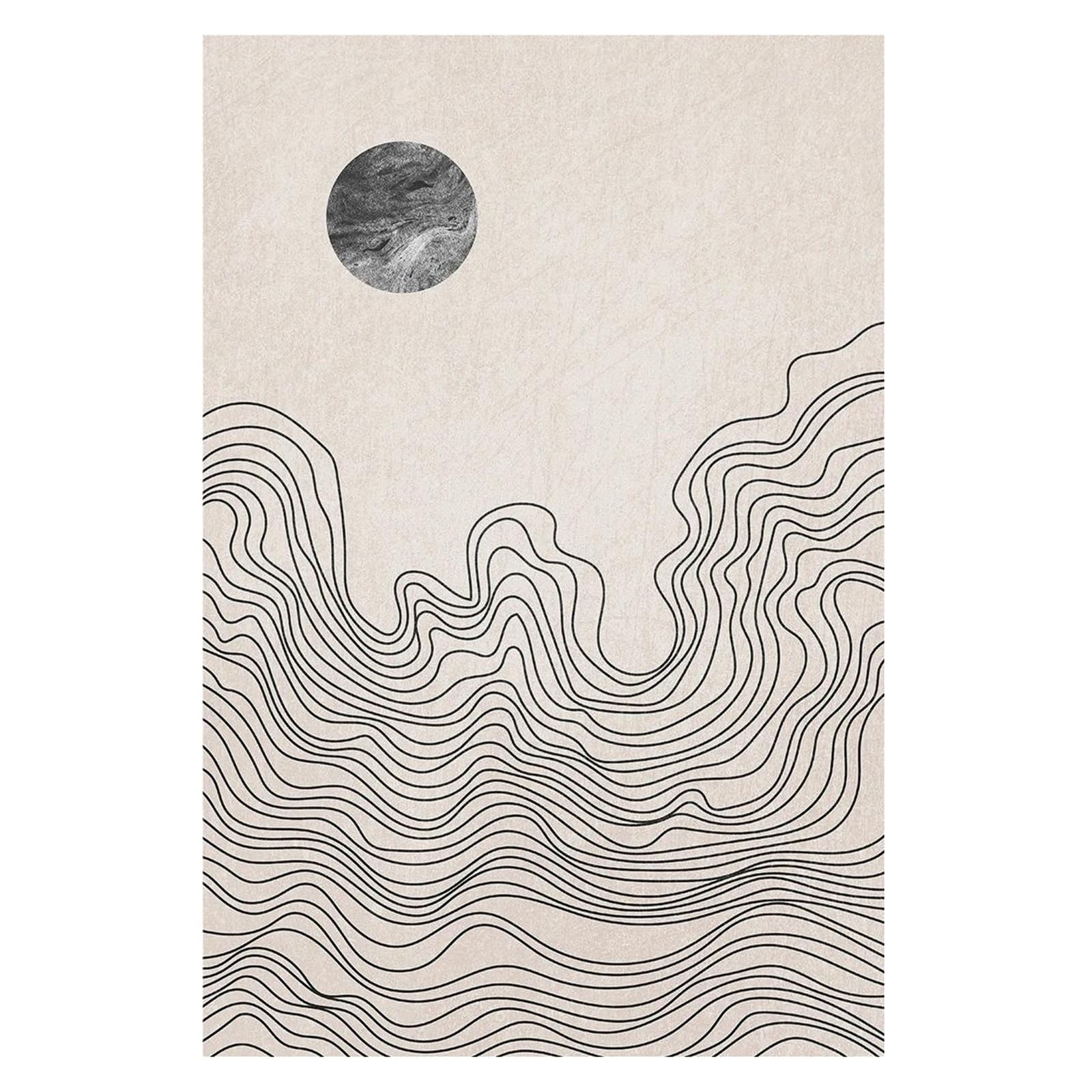 Xenite B Wall Art Canvas Prints Abstract Neutral Oho Sun Moon Line Art Canvas Painting Lack And White Print Picture Artwork Modern Minimalist Room Decor(,50X70cm)