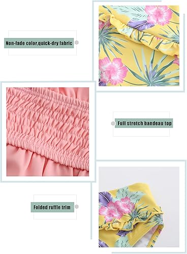 Miniatura 4 de Traje de baño de dos piezas para niñas, traje de baño fruncido hawaiano de 3 a 16 años