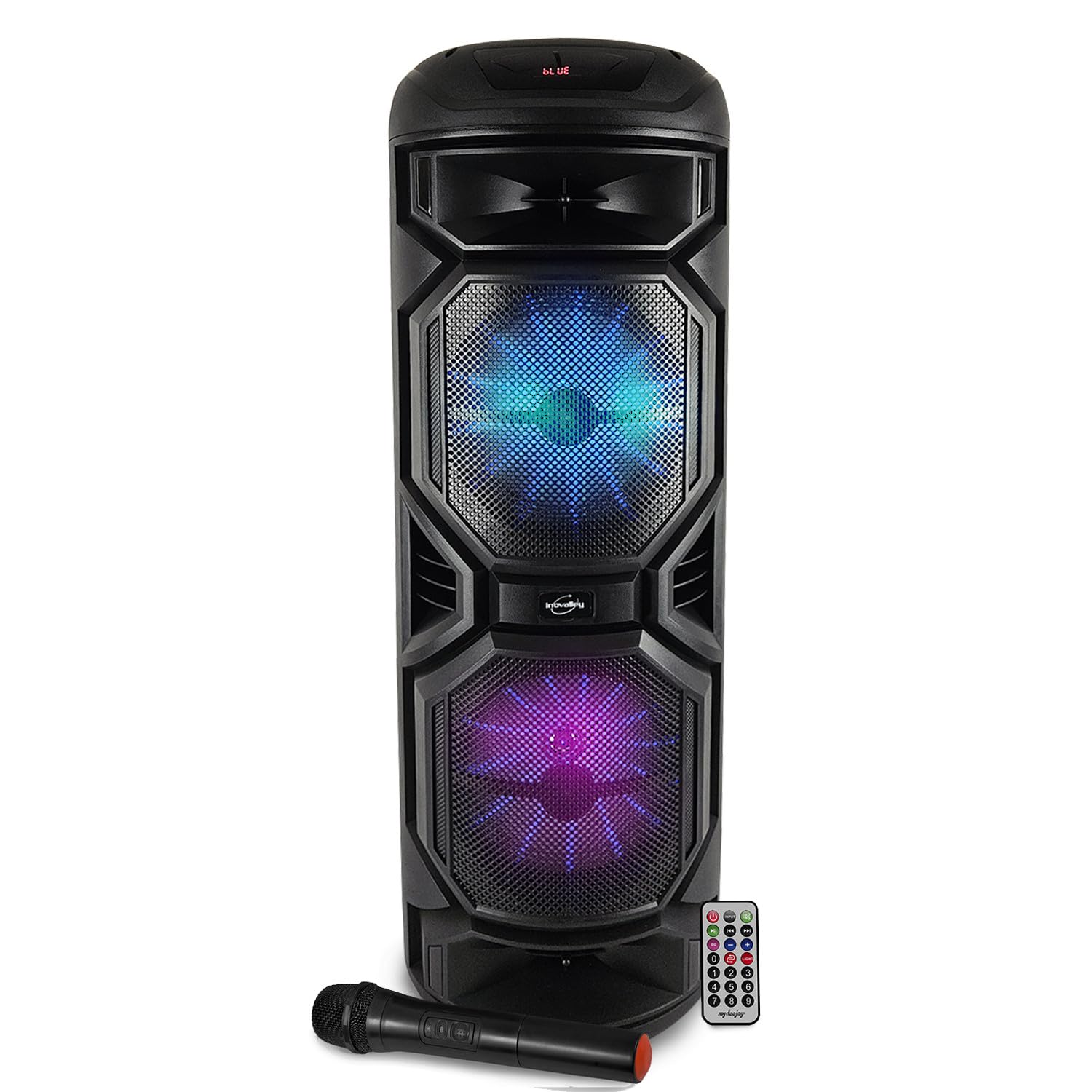 Enceinte Karaoké sur Batterie Lumineuse 800W - INOVALLEY - HP59-XXL - Bluetooth, USB, Microphone sans Fil, Réglage Bass
