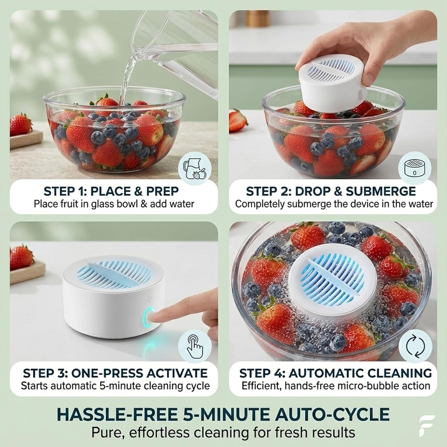 Produce Cleaner, Vegetable Cleaner, Fruit and Vegetable Washing Machine, Waterproof for Washing Fruits, Vegetables, Rice, Meat