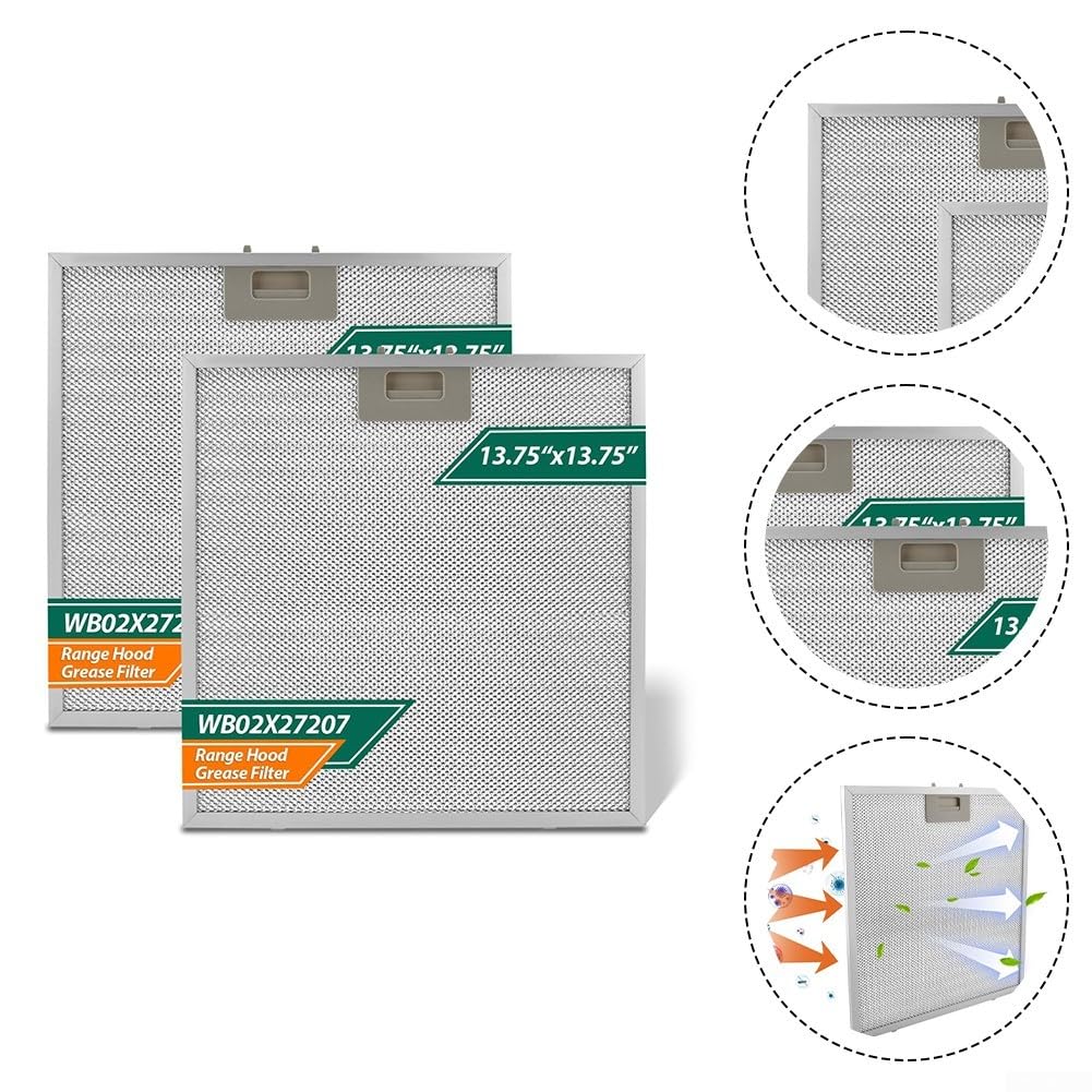 Aluminiowy filtr parowy, 2 sztuki, kompatybilny z okapami – mata filtrująca tłuszcz, trwała, 34,9 x 34,9 x 9 cm