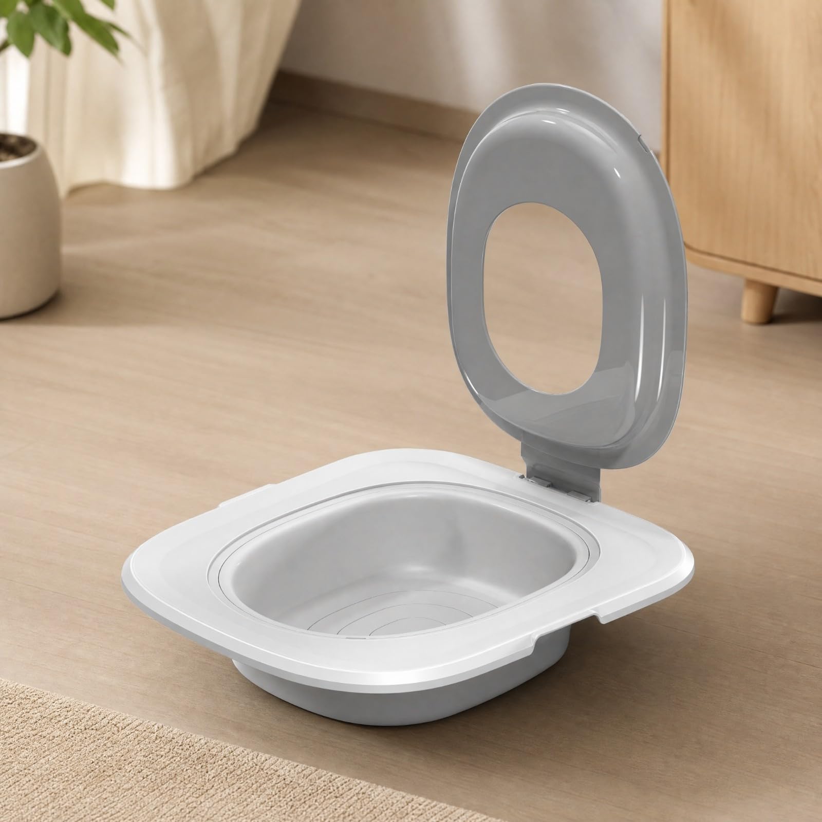 Entrenador Inodoro para s con Tapa Abatible Reutilizable Mecanismo Adiestramiento Baño para Hogar, Gris