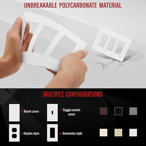 Miniatura 672 de ENERLITES SI8834-BK - Placa de pared decorativa sin tornillos, cubierta de enchufe segura, 4 entradas, 4.68 x 8.30 pulgadas (alto x largo), Negro