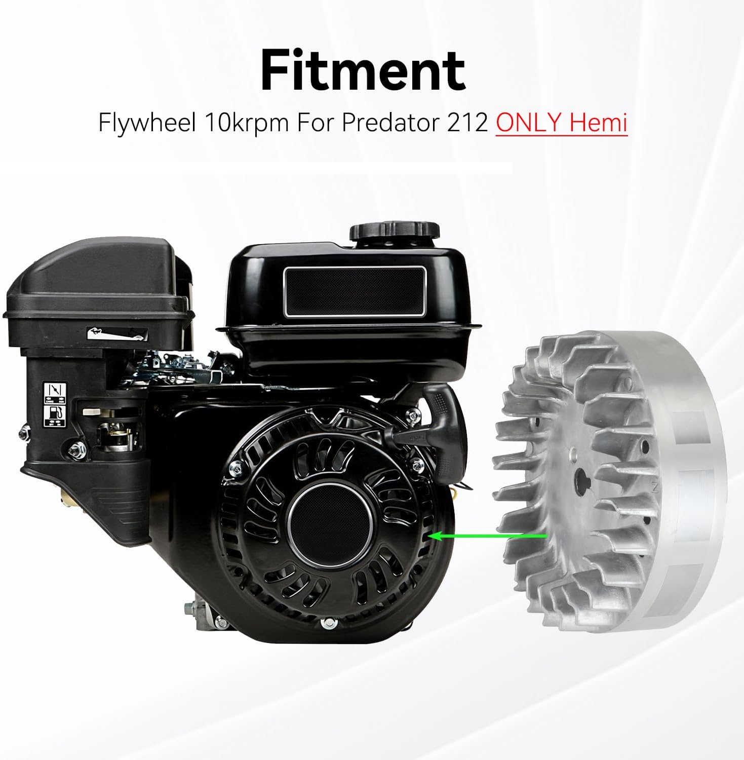 212cc Aluminum Flywheel 10krpm for Predator 212 Hemi ONLY Engine 60363 GX160 GX200 Coleman Mini Bike CT200U BT200X CT200U-EX Baja Warrior MB200 Part with 26lb Valve Springs Crankshaft Key