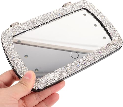 Miniatura 9 de FAVOMOTO Espejo de visera solar para automóvil, espejo de tocador, clip en la vista trasera, sombra de sol, espejo de maquillaje cosmético de viaje,