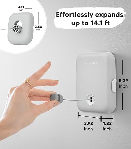 Miniatura 5 de GorillaLine - Tendedero retráctil para interiores y exteriores - Línea de lavandería de secado de ropa resistente - Tendedero montado en la pared -