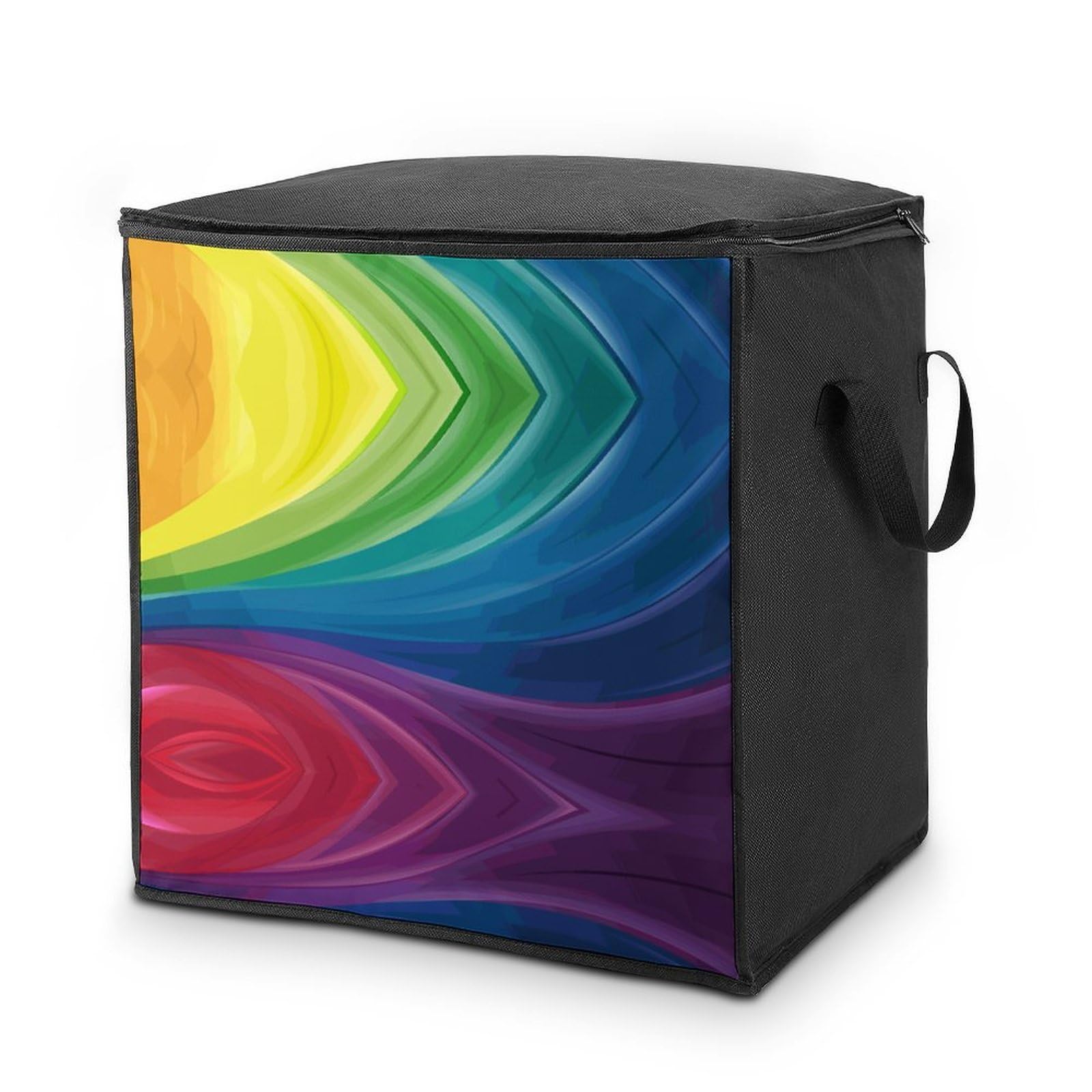 Lyfthologen 70L Storage Bags, Colourful Rainbow Storage Box with Lid Zipper And Handles, Clothes Bags for Quilt, Blankets, Bedding