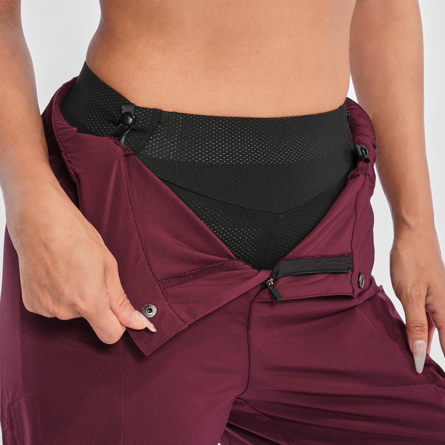 Wulibike Pantaloni da ciclismo da donna, 2 in 1, imbottiti, per mountain bike, da donna, con imbottitura, per equitazione, ciclismo, ciclismo, con chiusura lampo