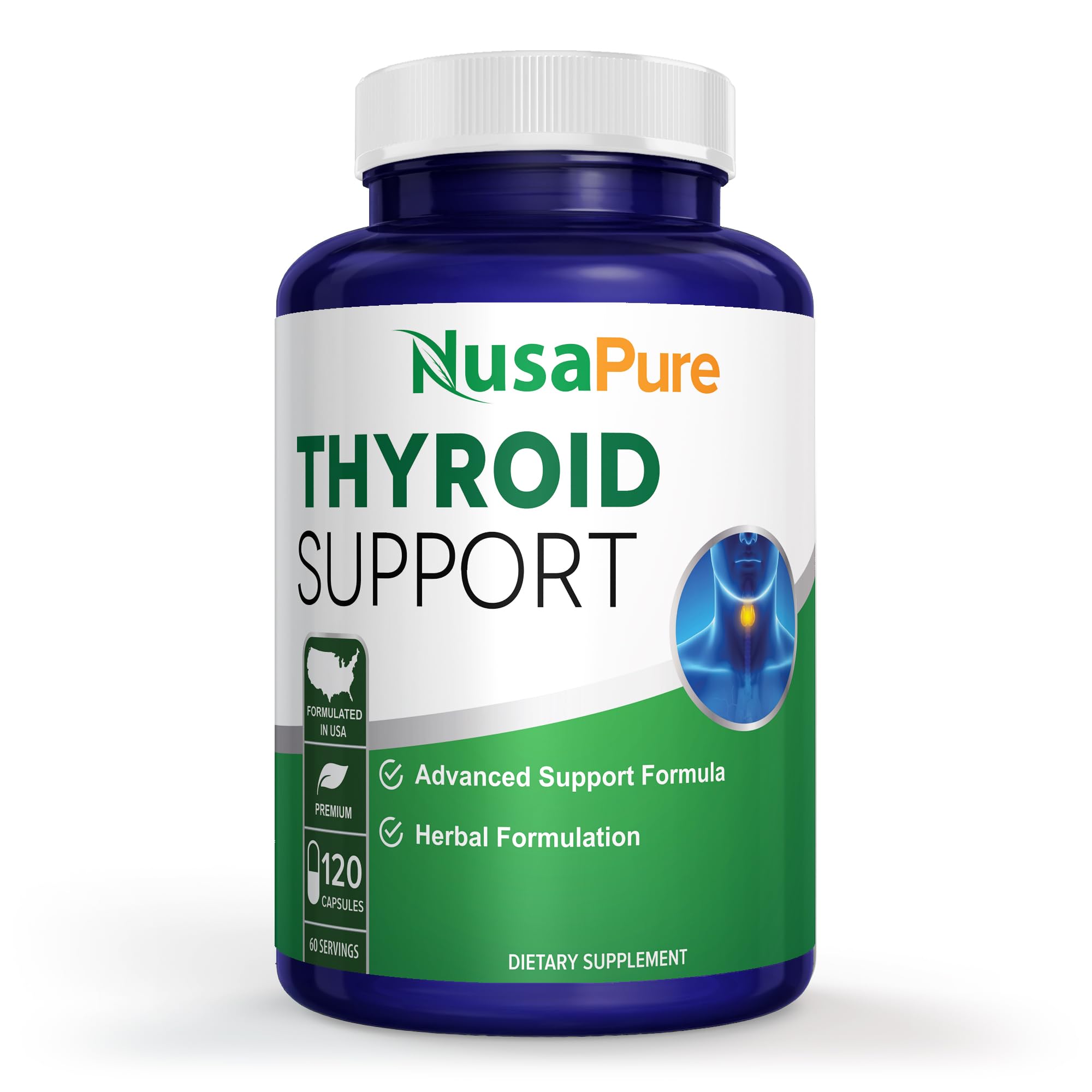 Thyroid Support Supplement 120 Capsules with Vitamin B-12 - 30 Servings 120 Count (Pack of 1)