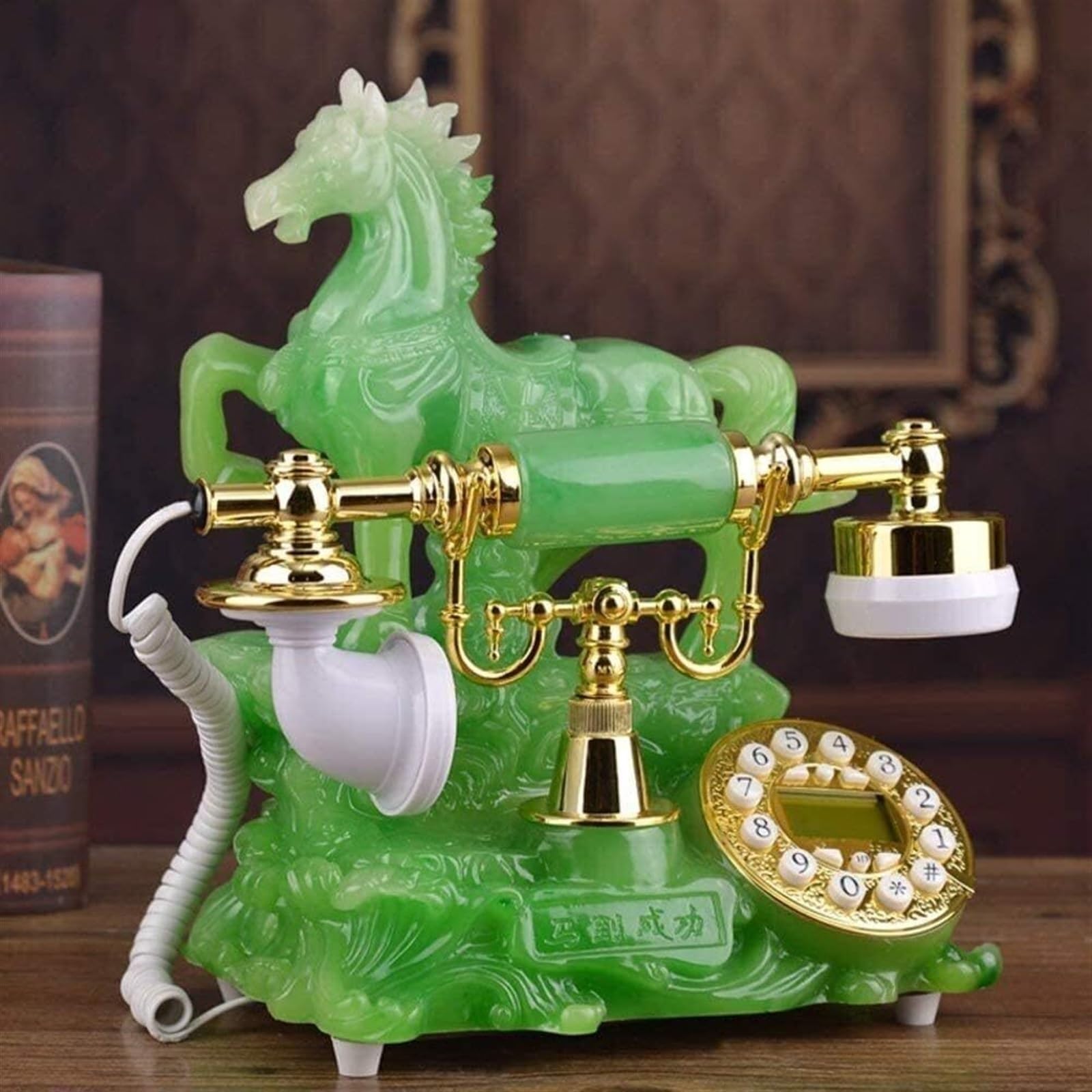 Téléphone rétro haut de gamme ELzEy en métal doré pour une décoration vintage de salon