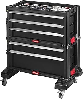 Keter Werkzeugwagen mit 5 Schubladen, schwarz, 56,2 x 28,9 x 50,2 cm