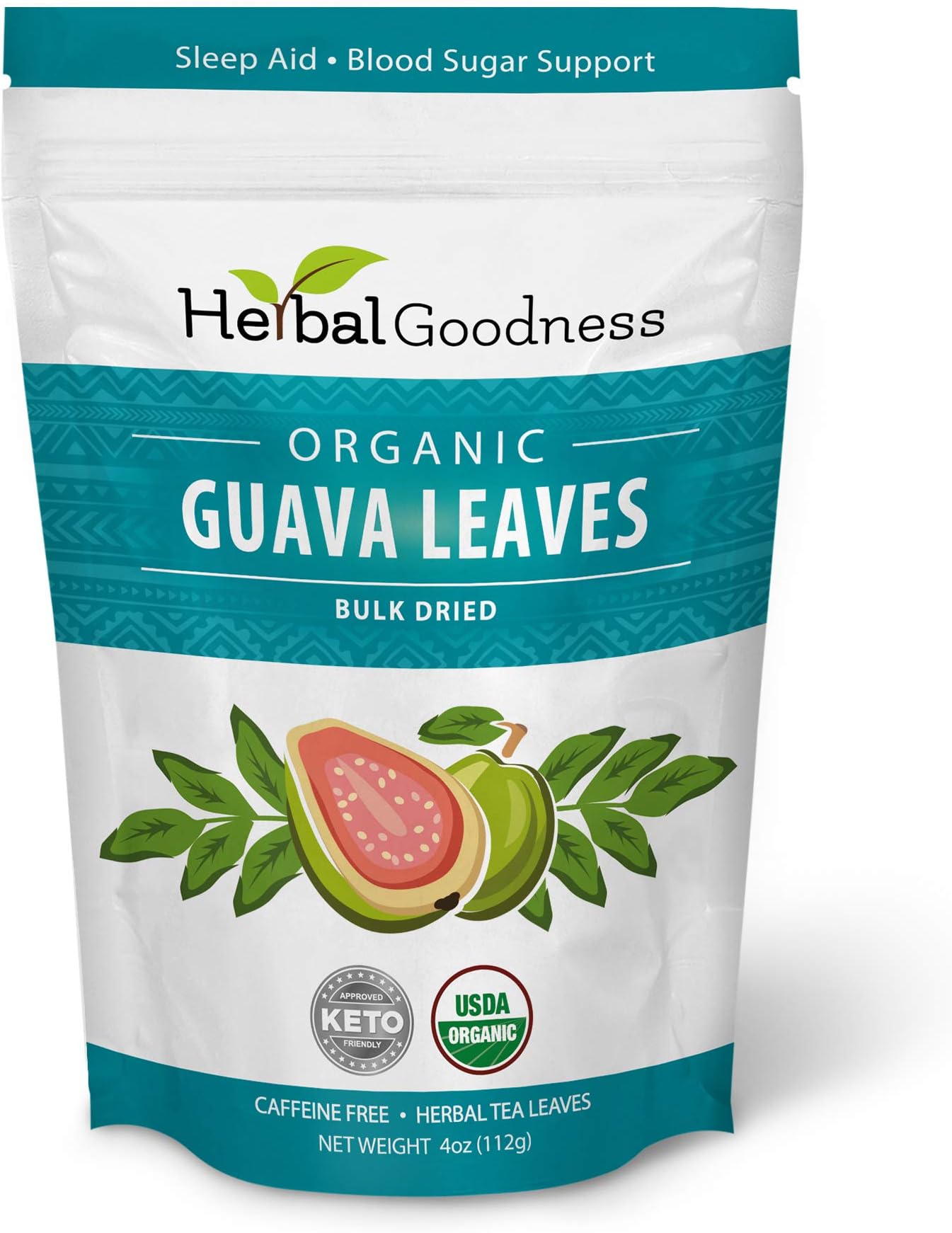 Guava Leaf Bulk Herbs - Carb Blocker | Blood Sugar Support | Hair Re-Growth, Skin & Nails | Sleep Aid - Organic, Kosher - Digestion & Immunity – Caffeine free (4oz)