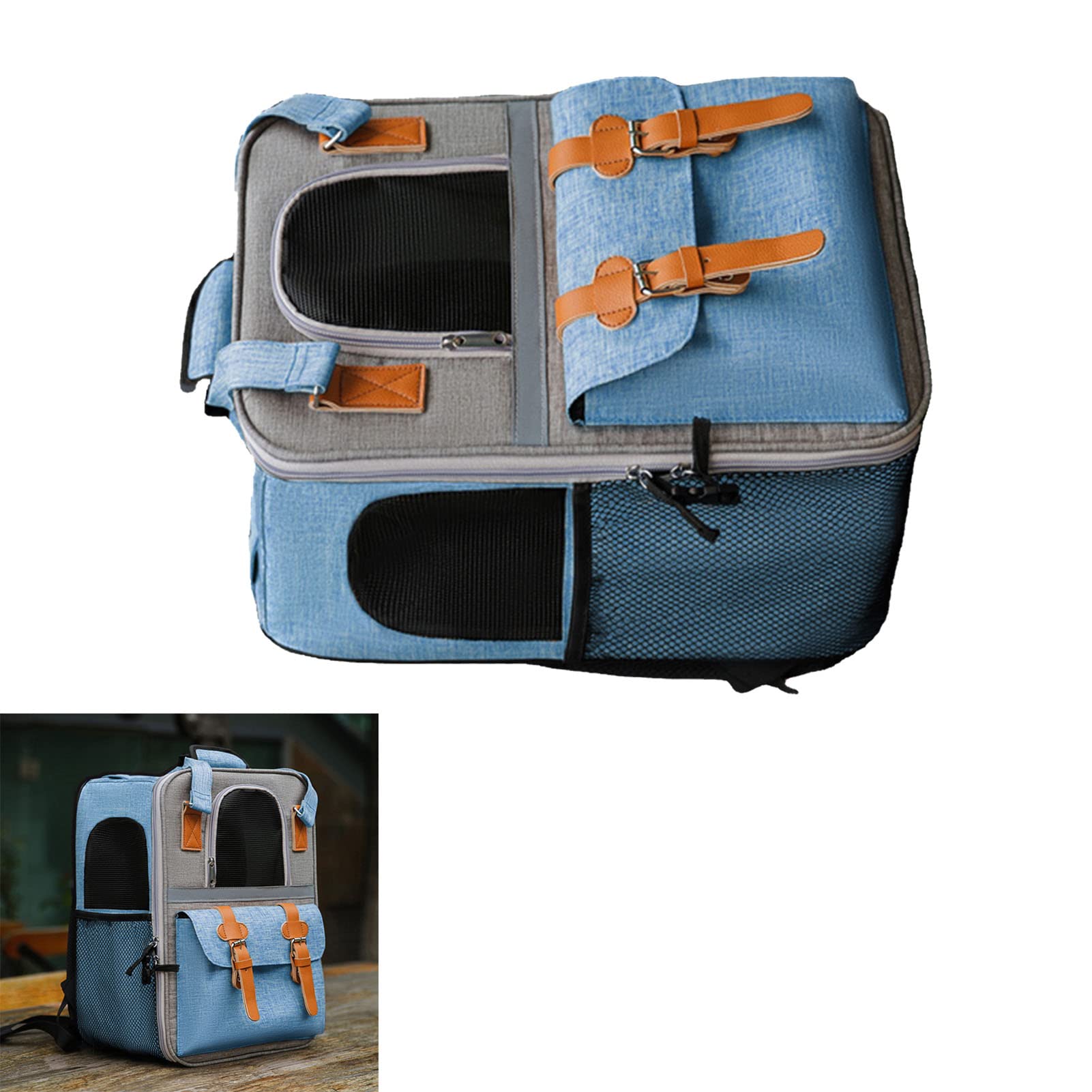 Borsa Zaino per Animali Domestici, Zaino per Gatti Comodo e di Grande capacità per i Cani in Movimento (BLUE)