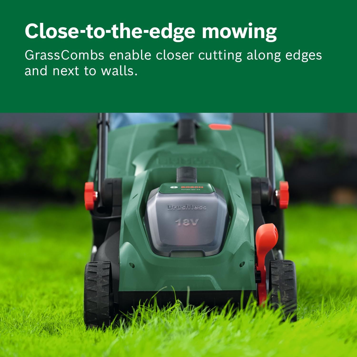 Bosch Cordless Lawn Mower ROTAK18V-34 (Cutting Width: 34 cm, Height of Cut: 25-65 mm, 35 l Fabric Grass Bag, Mulch plug, incl. Battery and Charger) - 5