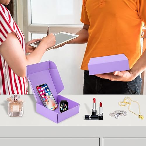 Miniatura 4 de Paquete de 25 cajas de envío pequeñas de cartón corrugado morado de 9 x 6 x 2 pulgadas, caja corrugada para embalaje de pequeñas empresas, envío de