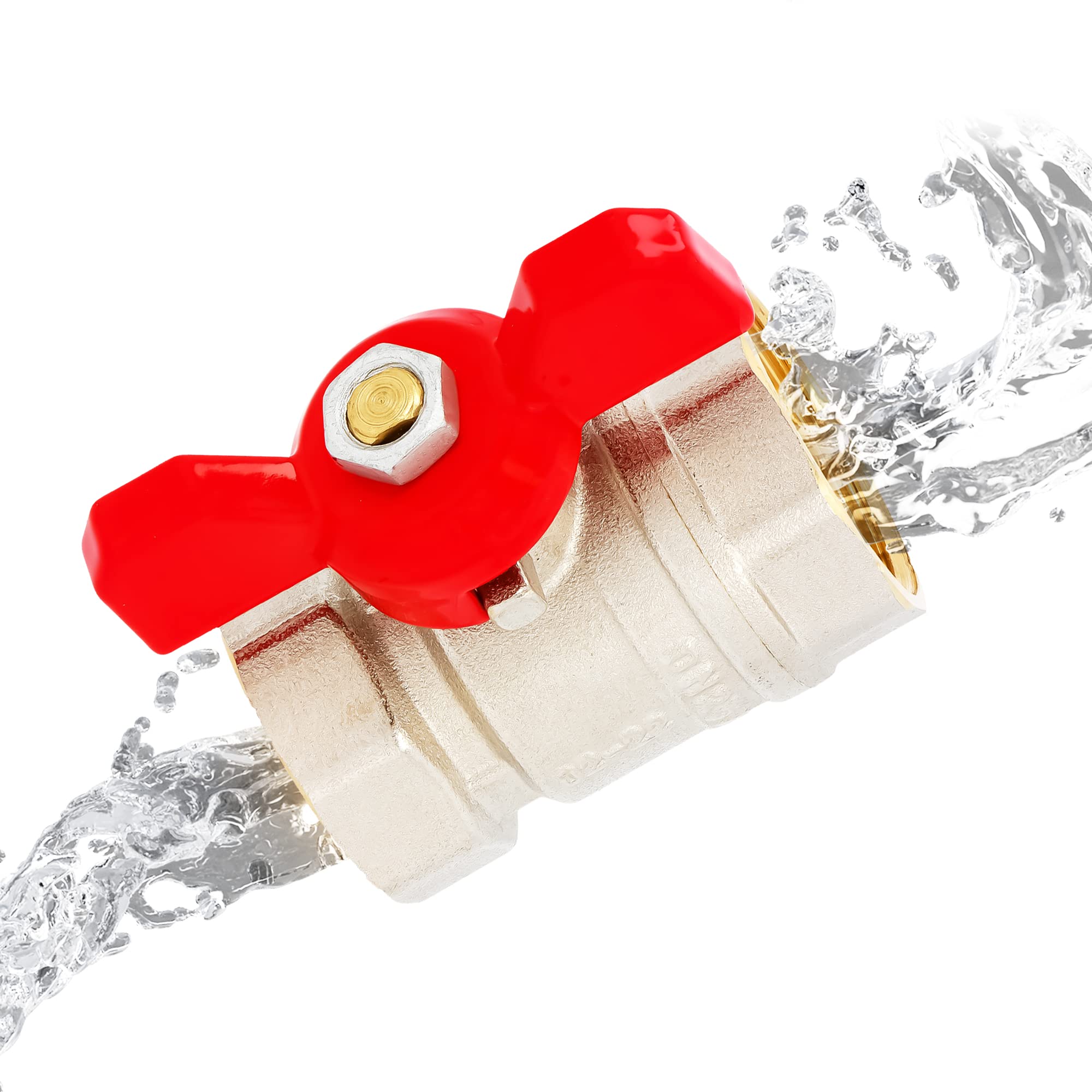 Valvola A Sfera 1 Pollice In Ottone - Filettatura Interna/Esterna, Maniglia A Farfalla Rossa, Per Acqua E Gas - Foto 10