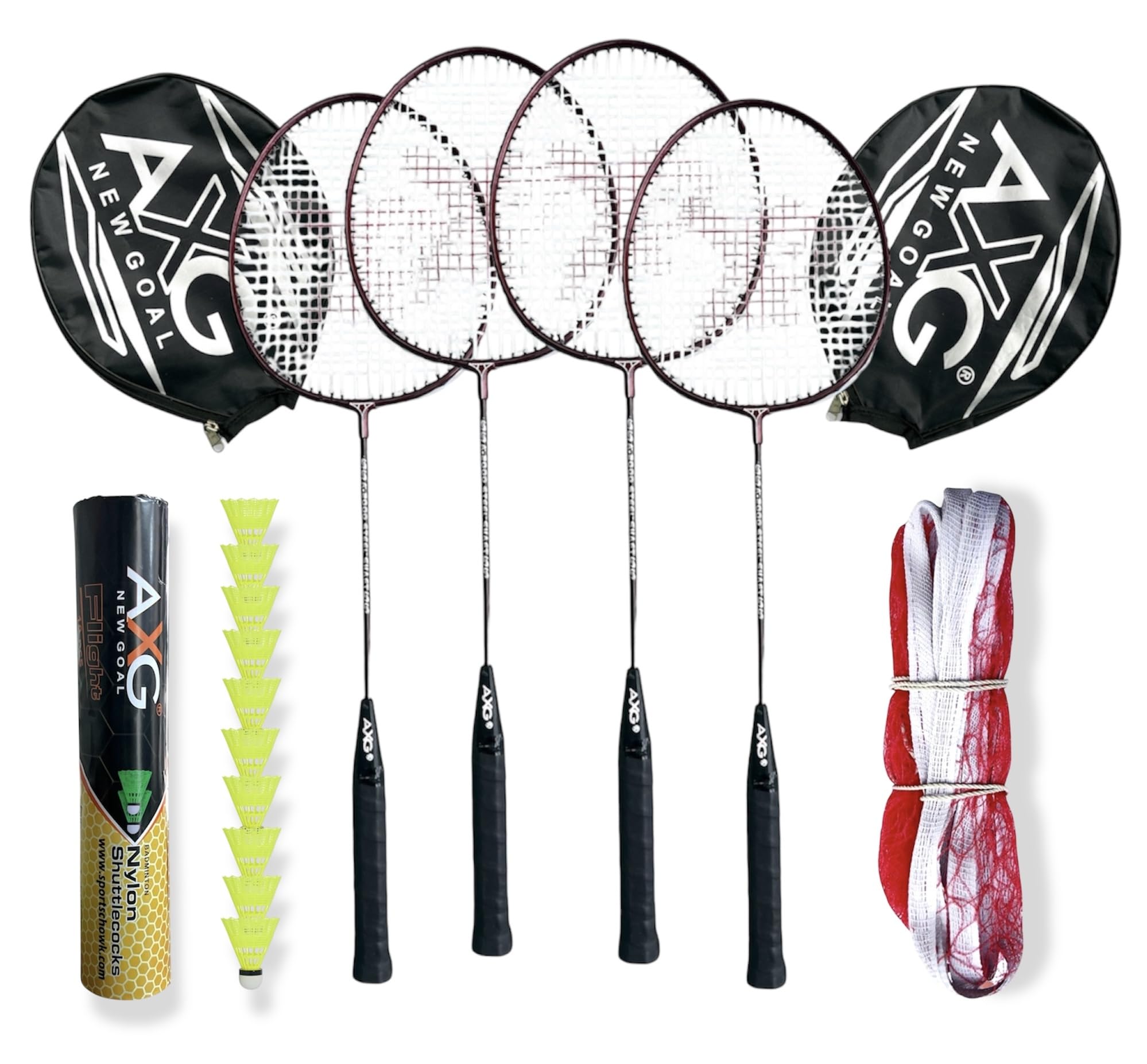 Scratch Resistant A-2000 Racquets - Set of 4 with 10 Plastic Shuttles and Net Badminton Kit (Maroon)-image-13