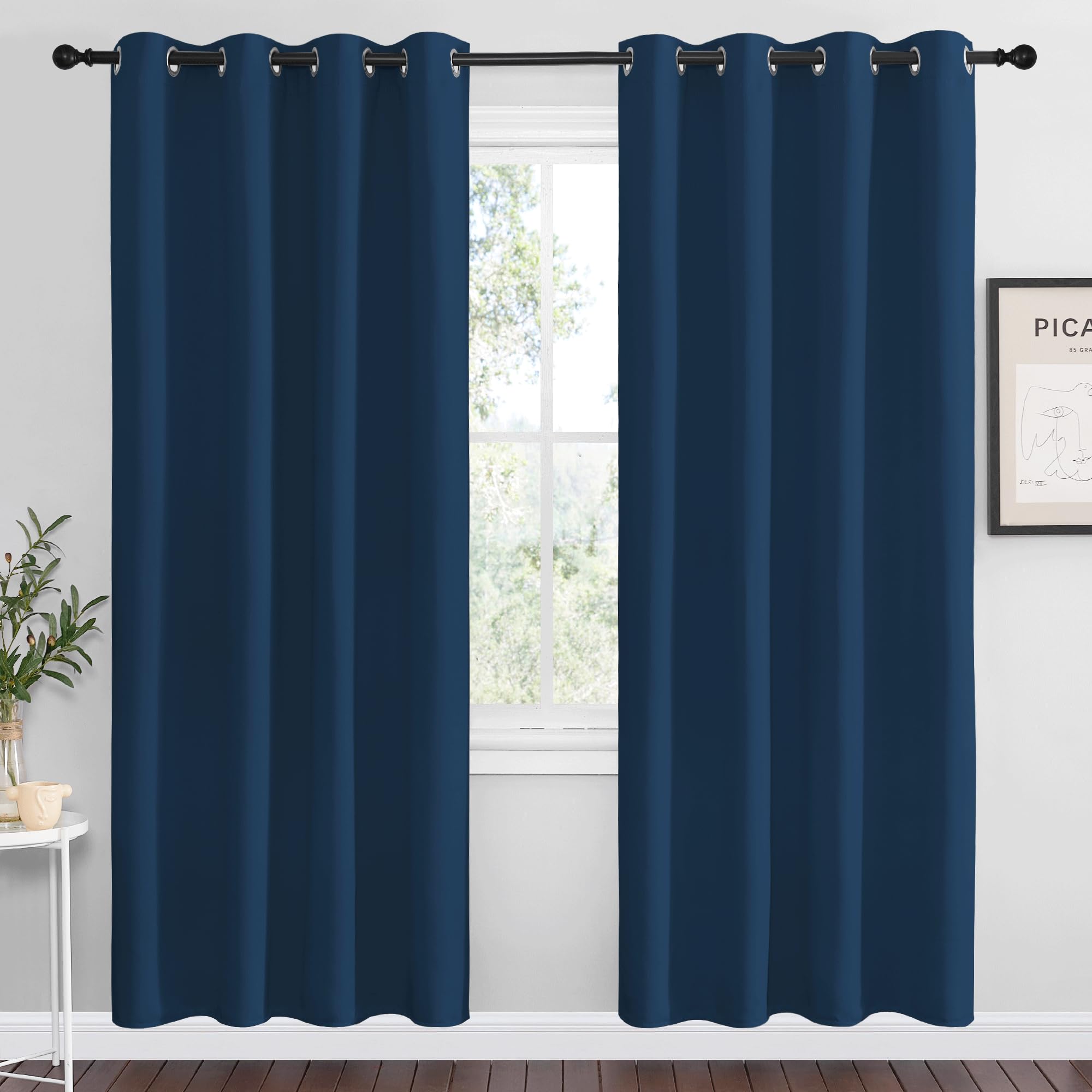 NICETOWN Moroccan Blue Blackout Curtains 78" Long, 55" Wide, 2 Pieces for Office, Dining, Guest Room - Sound Reducing, Heat and Cold Block Panels for Modern Decorative
