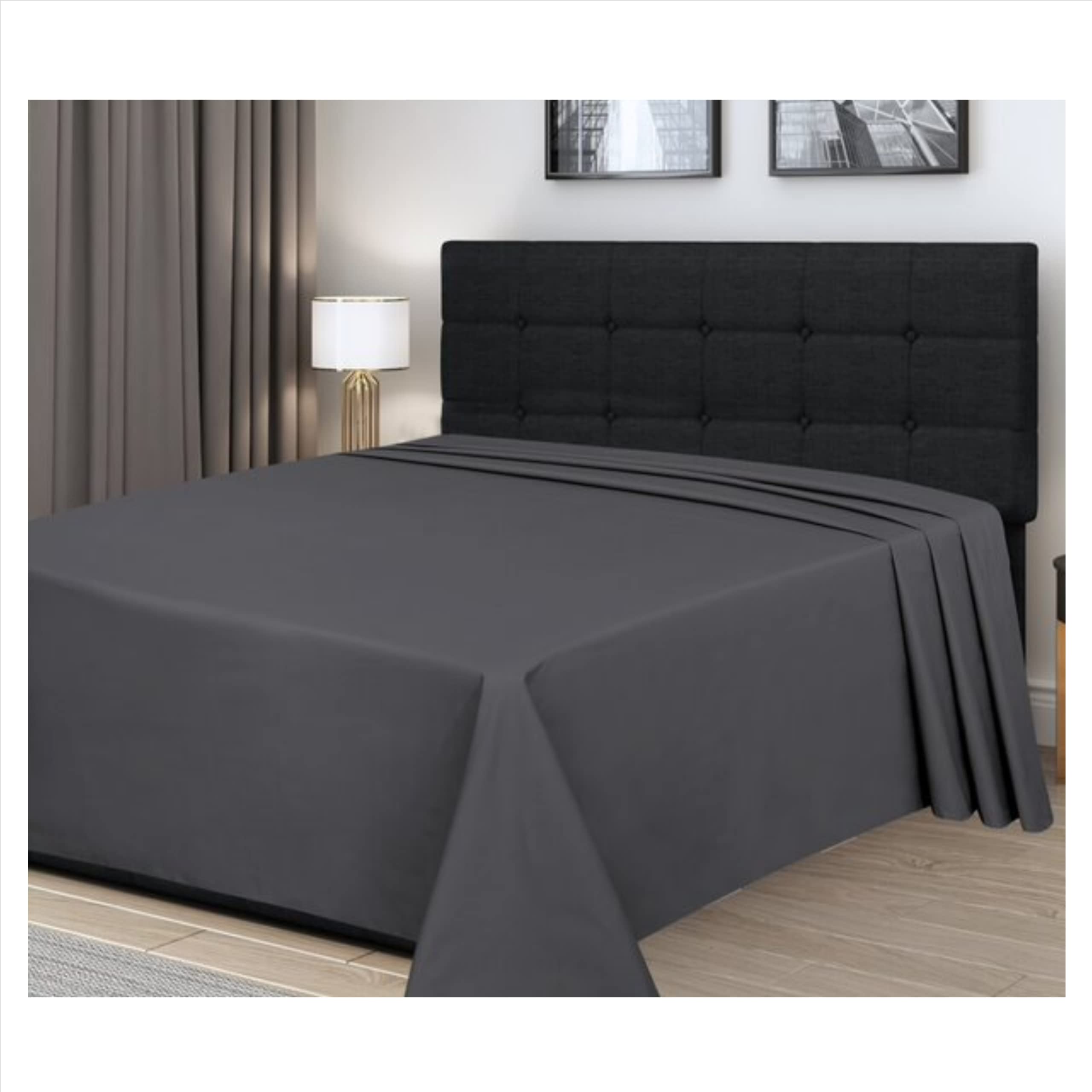 300 Thread count-100% Egyptian cotton-Charcoal Flat Sheet-Breathable-Hotel Quality Luxury bedding and linen- Super Soft-Plain Dyed Only Flat Sheets- Double bed sheets W230cm xL255cm