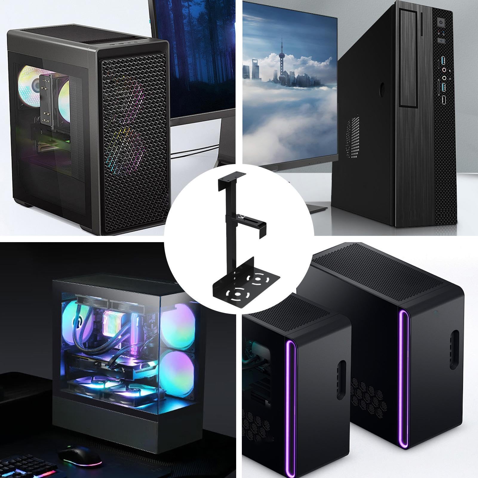 Mount Pc Regolabile Sotto - Porta Della Cpu, Desktop | Supporto Per | Computer Montatori A Parete Con Larghezza E Altezza Flessibili, Supporto Per Lo Spazio Sotto Il Supporto Del Tavolo, Rack Cpu