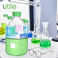 Vista 7 de Utile Botella de medios, 3.3 botellas de almacenamiento de vidrio de borosilicato con tapas, botellas de medios de laboratorio de 67.6 fl oz