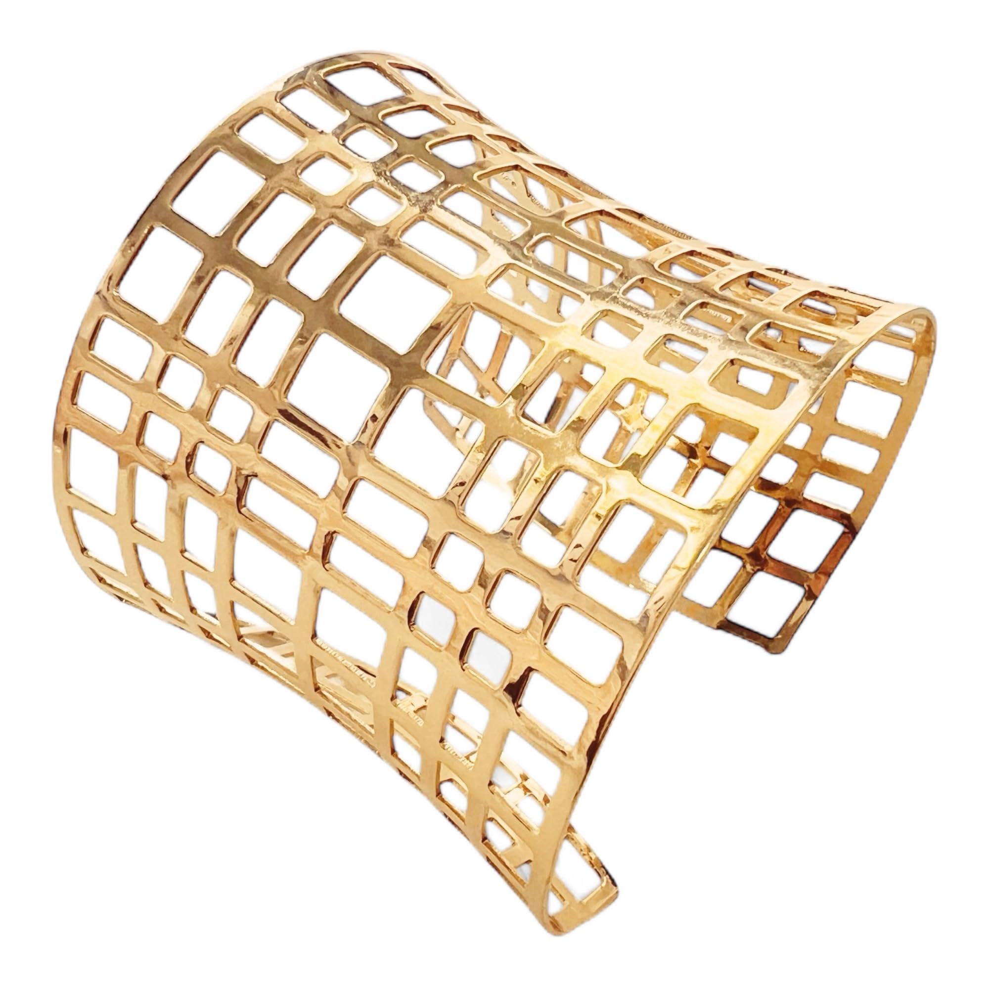 MAJALE Pulsera mujer dorada o plateada,Esclava Asimétrica - Pulsera Acabado Baño de Oro 18Kt o baño plata de ley- Brazalete Gótico Geométrico - Elegancia Vintage para Fiestas