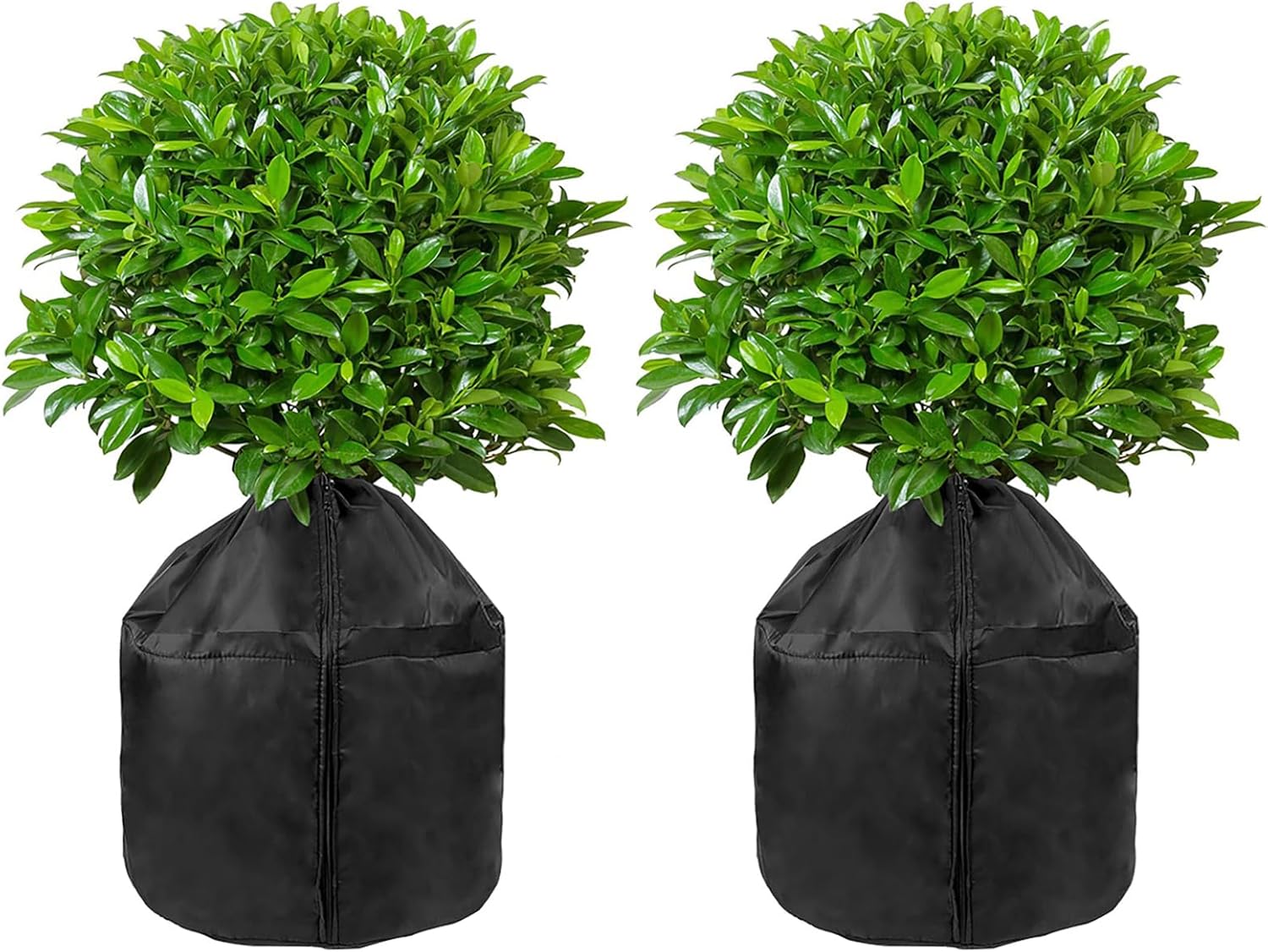 SagaSave Winter Plant Pot Covers Freeze Protection, 25.6'' x 27.5'' Reusable Garden Plant Protector for Small Trees and Shrubs (2 PCS Black)