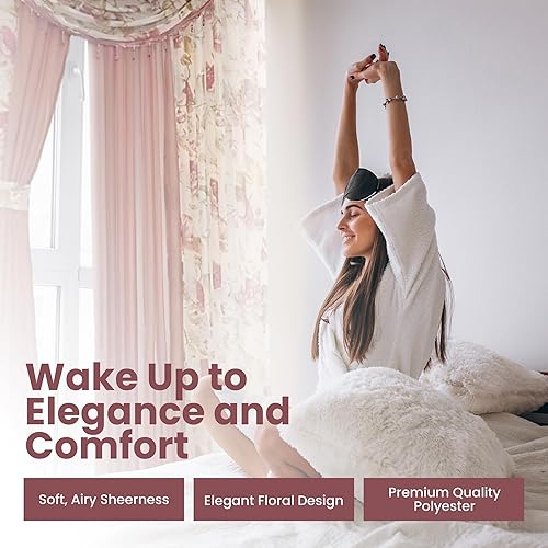 Miniatura 10 de YHSF Laura Collection - Juego completo de cortinas de gasa transparente para ventana con 4 paneles adjuntos de 55 x 84 pulgadas y cenefas con