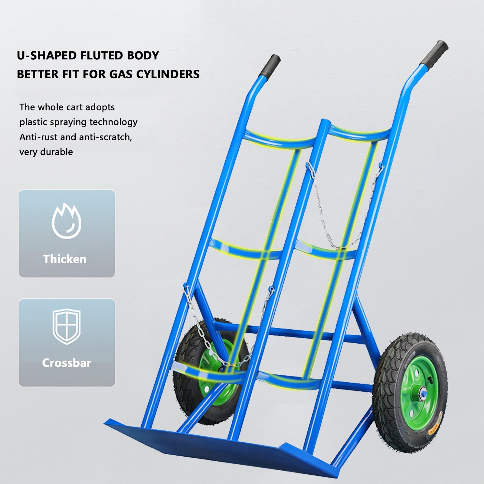 Carrello concentratore di Ossigeno Portatile con Pneumatici e Catene di Sicurezza, Grande Carrello for bombole di Ossigeno Doppie, for Lo stoccaggio e Il Trasporto di bombole.