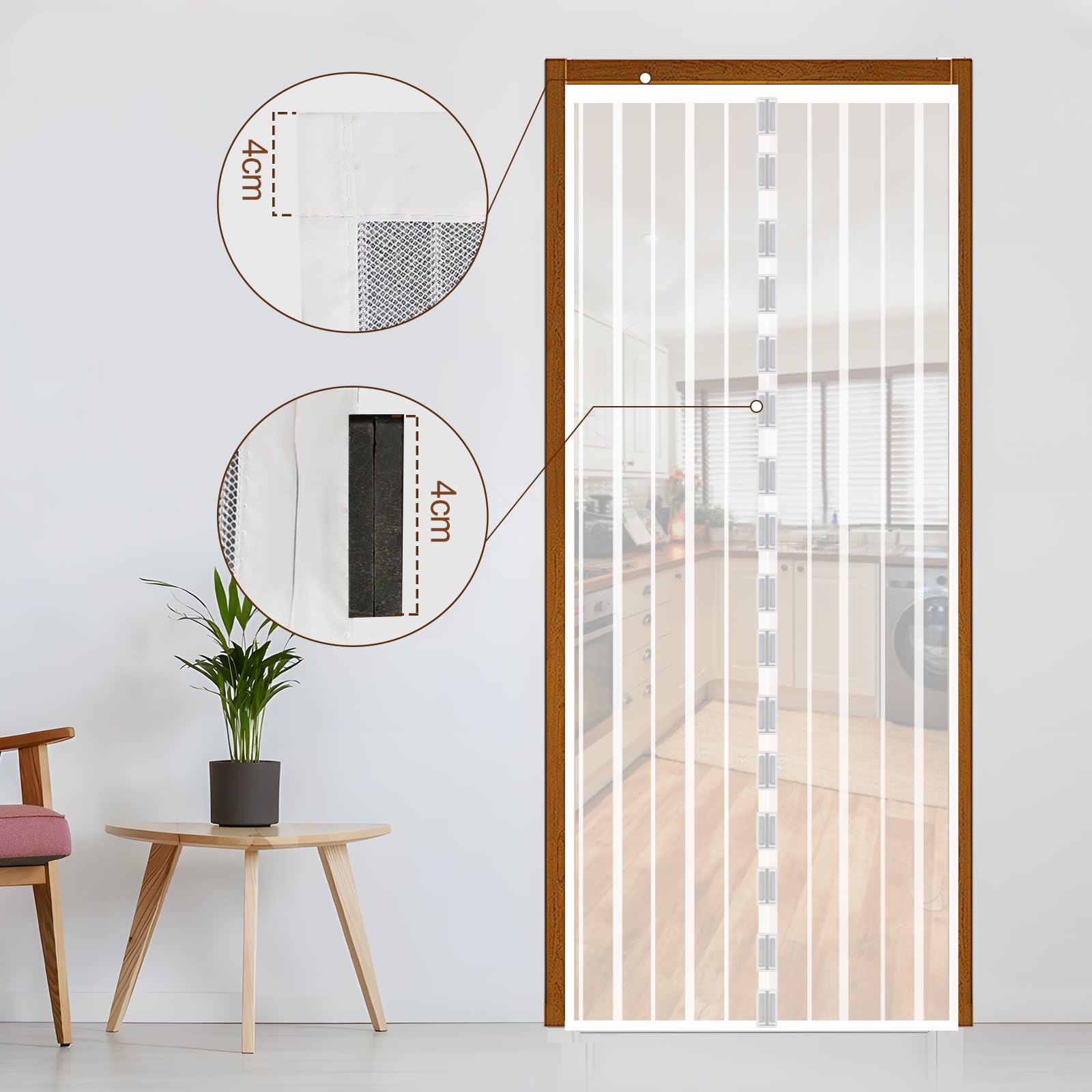 Sekey 120x230 cm Zanzariera Magnetica per Porta, anti Insetti, per Legno, Ferro, Porte in Alluminio, Facile da Installare, Non è Necessario Praticare Fori, Apertura e Chiusura Silenziosa, Bianco
