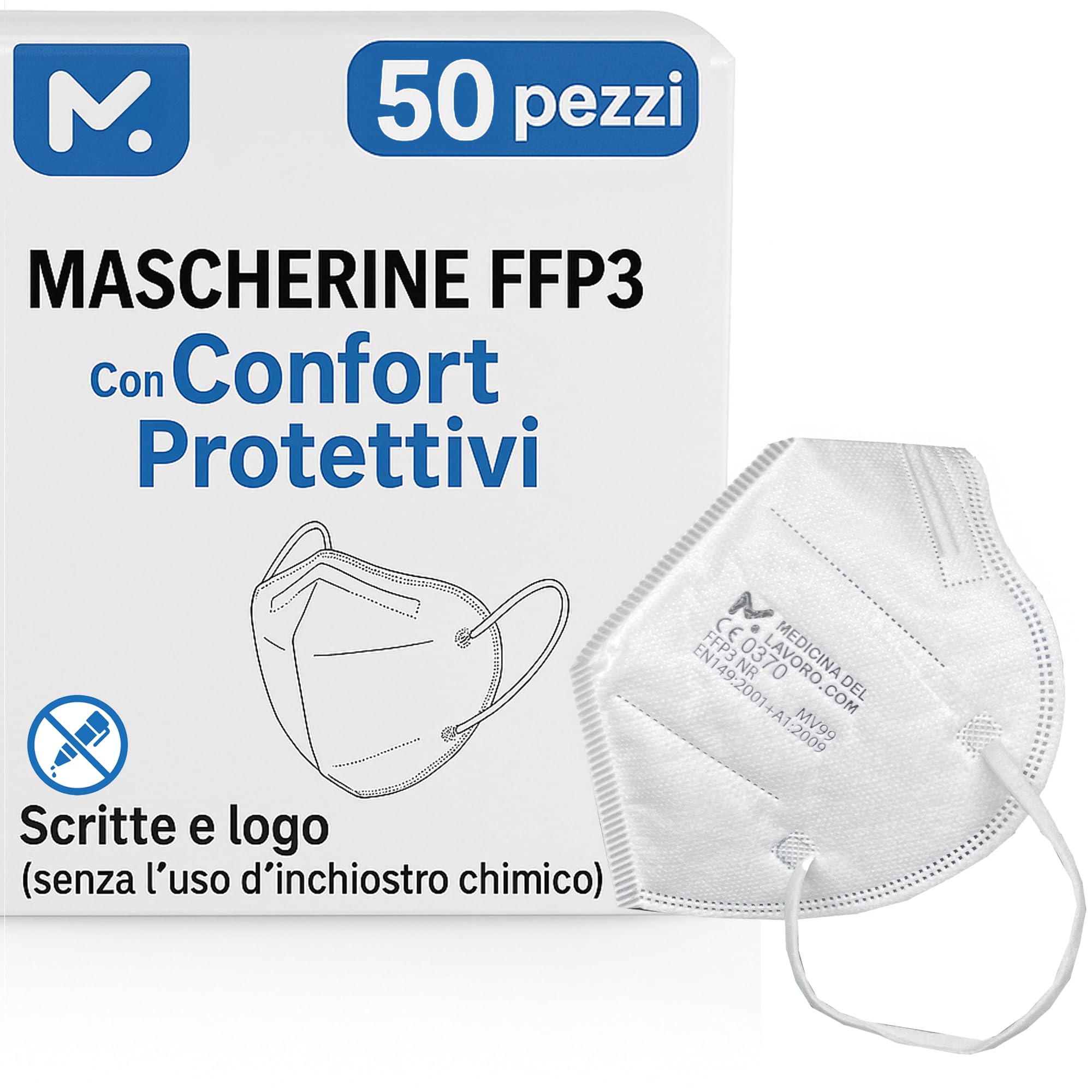 20 Mascherine FFP3 Certificate CE - 5 Strati Senza Valvola, Filtraggio BFE≥99% Per Protezione Alta - Foto 4