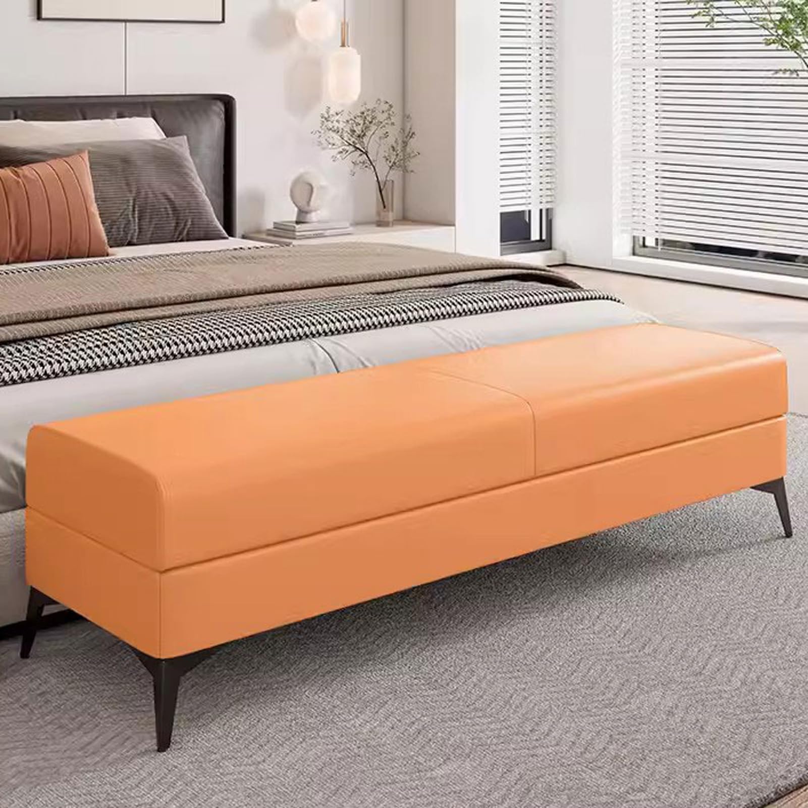 FCXWEVR Sofa Sto Bench Faux Leather Upholstered Entryway Shoe Bench with Seating & Sto Bedroom Bed End Bench for Slish nizat & Comfort