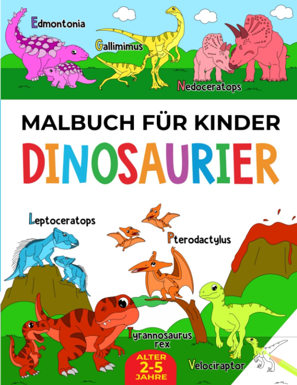 Dinosaurier-Malbuch für Kinder: für Kinder von 2-5 Jahren